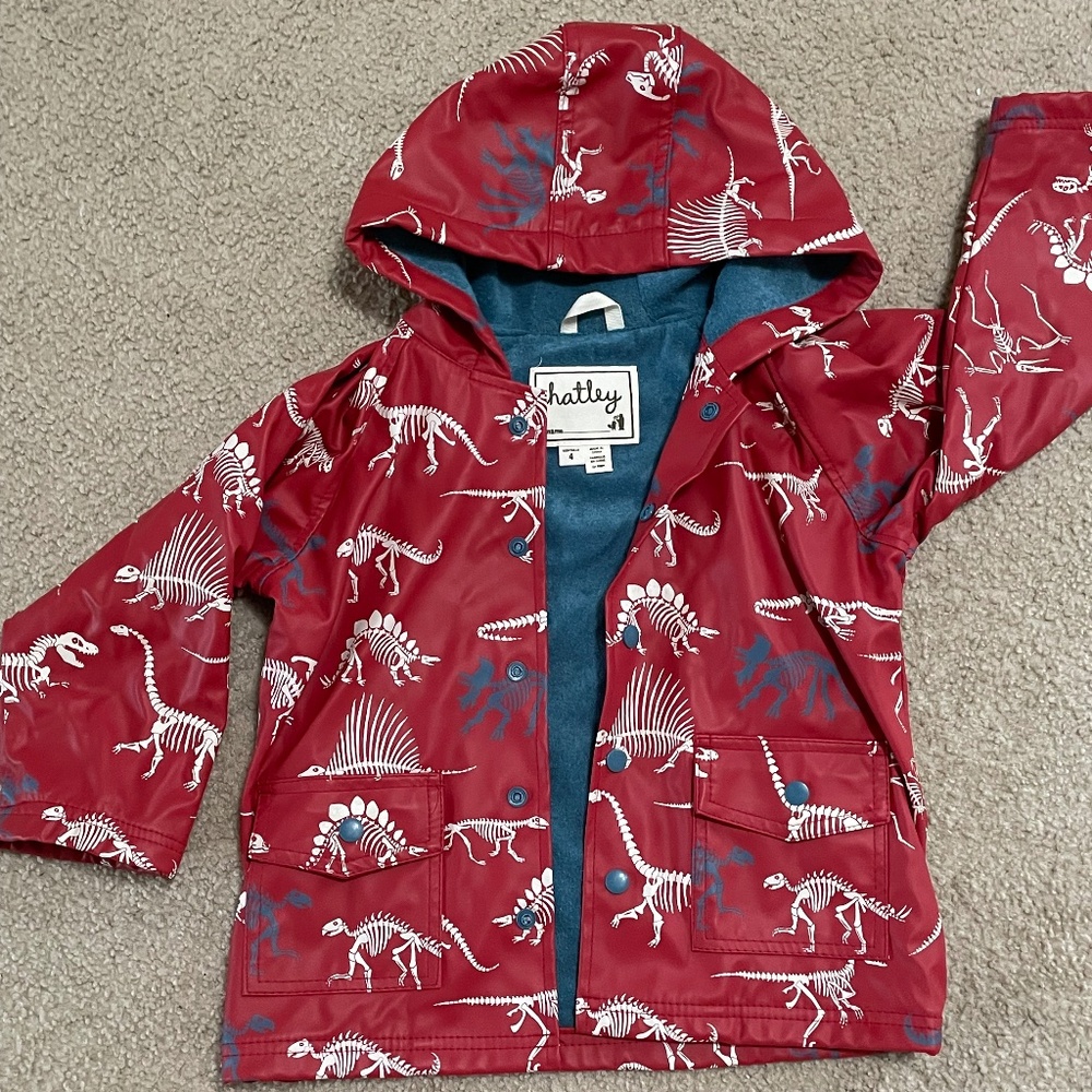 Hatley lined raincoat, size 4, dinos